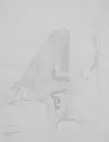 St. Francis with a Squirrel by Krishen Khanna, Pencil on paper pasted on board, sold Apr 2011