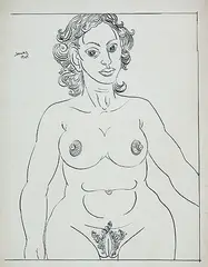 Untitled by F. N. Souza, Ink on paper, sold Apr 2011