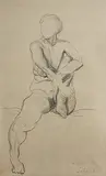 Untitled by Jehangir Sabavala, Pencil on paper pasted on board, sold Apr 2011