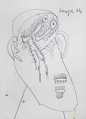 Untitled by F. N. Souza, Pen on paper, sold Apr 2011