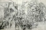 Garhi by Krishen Khanna, Charcoal on paper, offered Apr 2011