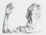My Uncle at 99 by K. M. Adimoolam, Charcoal on paper, sold Apr 2011