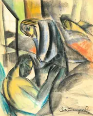 Dinamikus jelenet (Férfi-nő) by Armand Schönberger, mixed media on paper, offered Oct 2026