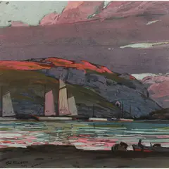Sunset on Monhegan Island by Karl Schmidt, 1924, gouache on board, sold May 2026