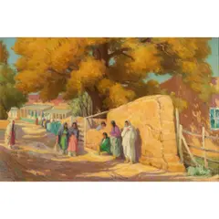 An Old Street in Taos (Kit Carson House by Joseph Henry Sharp, oil on canvas, sold May 2026