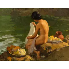 La Lavandera by Fernando Amorsolo, 1937, oil on board, sold May 2026