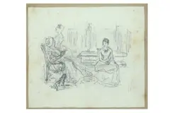 Untitled by John Leech, Pencil on buff paper, offered Jan 2020