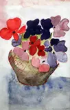 Still life of flowers in a bowl by Bryan Pearce, watercolour, sold Dec 2015