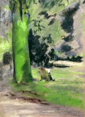 Lecture dans le park by Ker-Xavier Roussel, pastel on paper, sold Dec 2015
