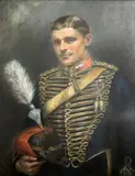 Portrait of an officer in the Hussars by May Head, 1913, pastel, sold Dec 2015