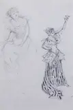 18th century gentleman taking snuff and Arthur Rackham (1867-1939) by Ernest Howard Shepard, pencil, sold Dec 2015