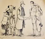 Meeting the Press by Ronald William Fordham Searle, pencil, sold Dec 2015
