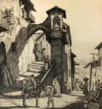 Una Trattoria by Job Nixon, etching and drypoint, sold Dec 2015