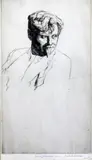 Head and shoulder portrait of Job Nixon by Malcolm Osborne, etching, sold Dec 2015