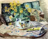 Still life with vase of daffodils by Paul Maze, pastel, sold Dec 2015