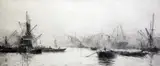 The Royal Albert Dock by William Lionel Wyllie, etching, sold Dec 2015