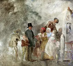The Village Postman by Thomas Webster, oil on wood, sold Oct 2015