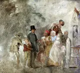 The Village Postman by Thomas Webster, oil on wood, sold Oct 2015