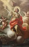 Saint Barbara with cherubs and city beyond,with letter of authentification from Professor Vincenzo Pacelli,40 x 30in by Giacinto Diano, oil on canvas, sold Oct 2015