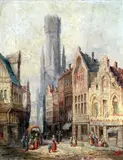 Views of Antwerp and Bruges, Belgium,monogrammed and inscribed verso,10 x 8in by Henry Schafer, oil, sold Oct 2015