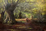 Figures in woodland by Francis Muschamp, 1898, oil on canvas, sold Oct 2015