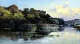 Setting sun from Cleeve Loch, (sold as Sunset on the Thames, Christie's Studio sale June 1891) by Keeley Halswelle, oil on canvas, sold Oct 2015