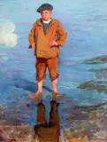 At the water's edge by Joseph Milner Kite, oil on canvas, sold Oct 2015