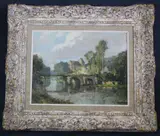 River landscape with town beyond by Georges Charles Robin, oil on board, sold Oct 2015