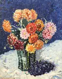 Still life of flowers and grapes by Norman Lloyd, oil on board, sold Oct 2015