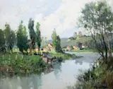 Confolens sur la Vienne by Georges Charles Robin, oil on board, sold Oct 2015