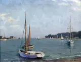 In Bembridge Harbour by Leslie Kent, oil on canvas, sold Oct 2015