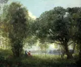 Figures seated beneath trees in a landscape,bears signature,25 x 30in by William George Robb, oil on canvas, sold Oct 2015