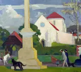St Margaret's Church, Rottingdean, c.1930 by Charles H. H. Burleigh, oil on board, sold Oct 2015