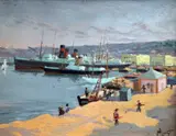 Port Alger by Paul Nicolai, oil on board, sold Oct 2015