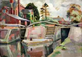 The Lock Gates,14.25 x 20in by Percy Horton, oil on canvas board, sold Oct 2015