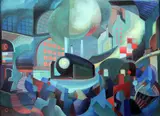 Une scene de la gare' c.1948 by Henri Therme, oil on canvas, sold Oct 2015