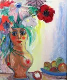 Lady Floral Vase by John Melville, 1966, oil on canvas, sold Oct 2015