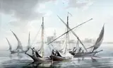 The Gulf of Mare Piano and Shipping off Alexandria,both signed and dated 1790 verso,5 x 8in by Robert Cleveley, 1790, ink and watercolours, sold Oct 2015