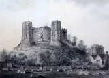 Lewes Castle from the cemetery by James Lambert Jnr, ink and watercolour, sold Oct 2015