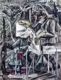 Wagon Lines by Robin Ball, watercolour and ink, sold Oct 2015