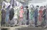 Here Comes the Queen' The Royal Garden Party 1971,initialled,10.25 x 15.75in by Edward Ardizzone, ink and watercolour, sold Oct 2015