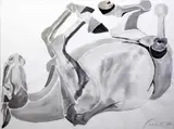 Rolling Over Horse by Elisabeth Frink, pencil and watercolour on paper, sold Oct 2015