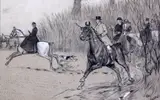 Hunting scene, The Chase by Cecil Aldin, ink and charcoal, sold Oct 2015