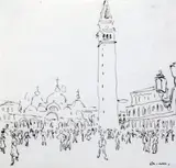 Hotel Kovalis, c.1932 and Piazza San Marco, Venice 1936,initialled,4 x 4.25in by Albert Marquet, ink, sold Oct 2015