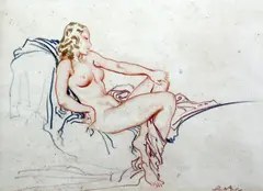 Coloured chalks by William Russell Flint, drawing, sold Oct 2015