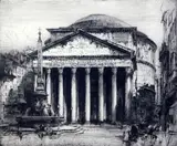 The Pantheon, Rome by Hedley Fitton, etching, sold Oct 2015
