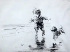 Wet Sand by Eileen Soper, etching, sold Oct 2015
