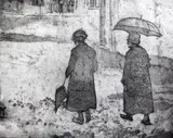 To Church by Andrew Freeth, etching, sold Oct 2015