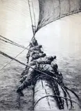 Stowing the Mainsail by Arthur Briscoe, etching, sold Oct 2015