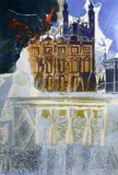Clare and King's, Cambridge 1957 by Michael Rothenstein, linocut, sold Oct 2015